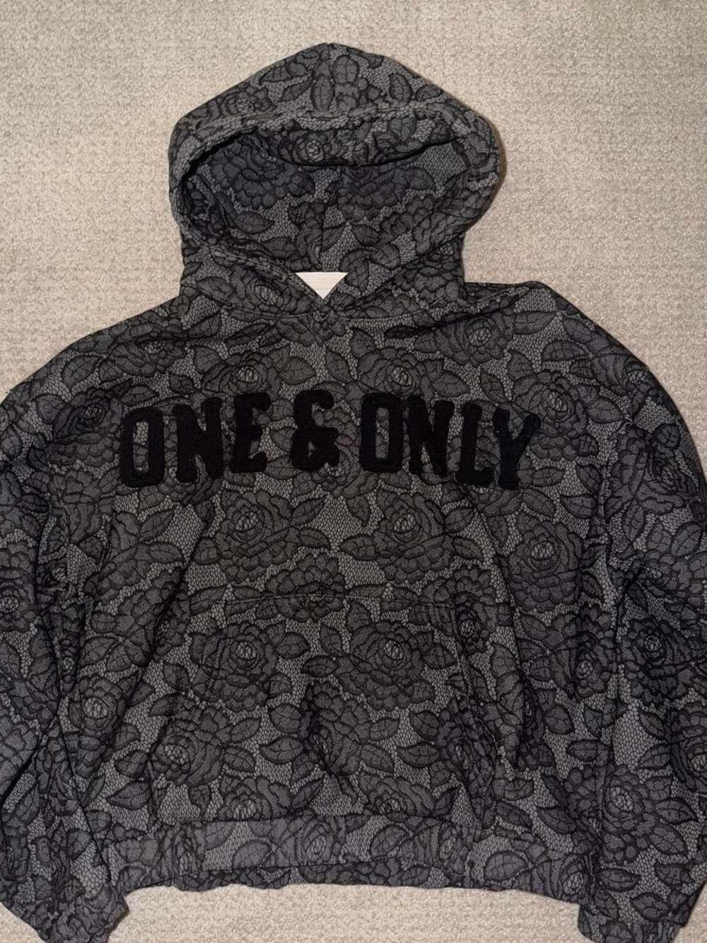 Black Floral 'ONE & ONLY' Hoodie by Bikis Bikinis